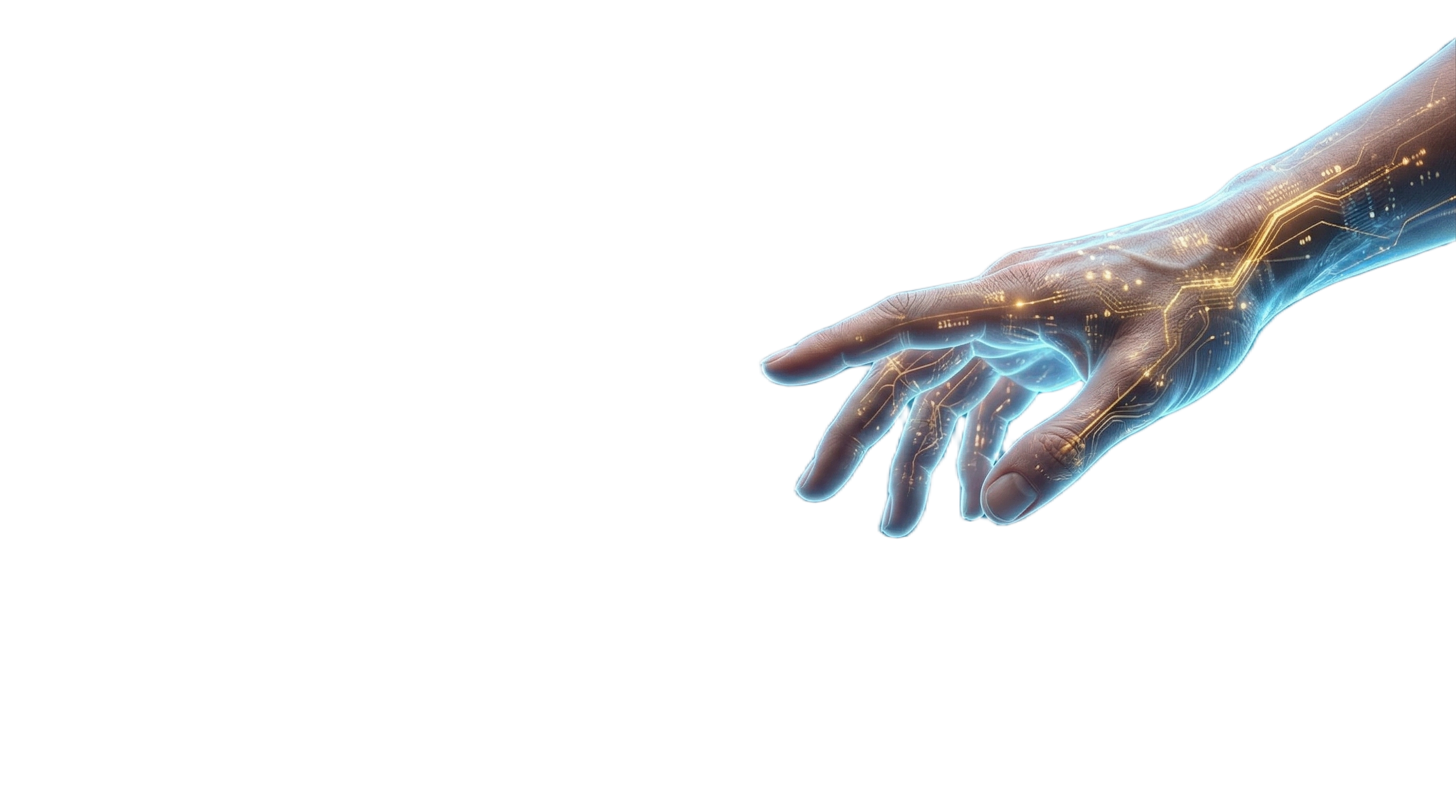 Ilustracao de uma mao digital representando a operacao de inovacao